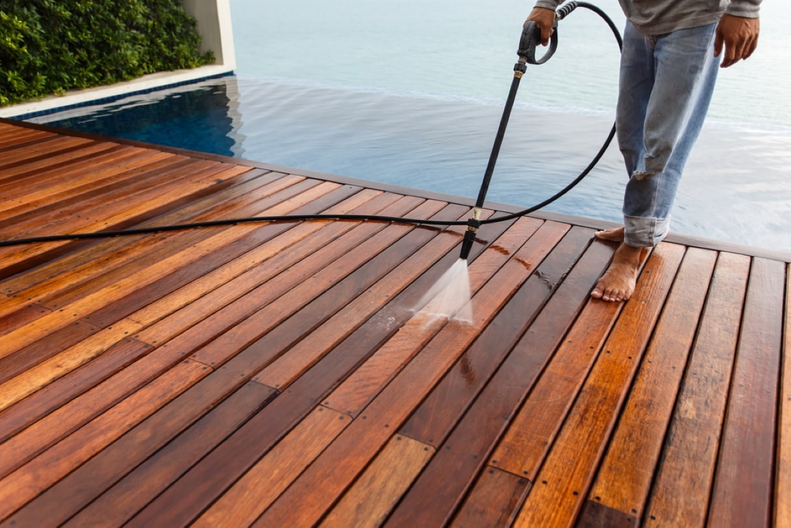 Deck pressure cleaning