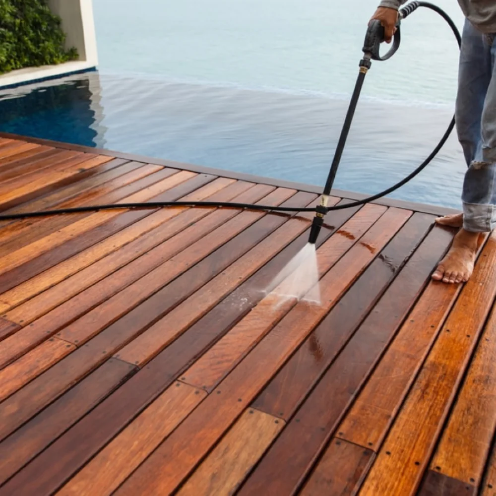 Deck pressure cleaning
